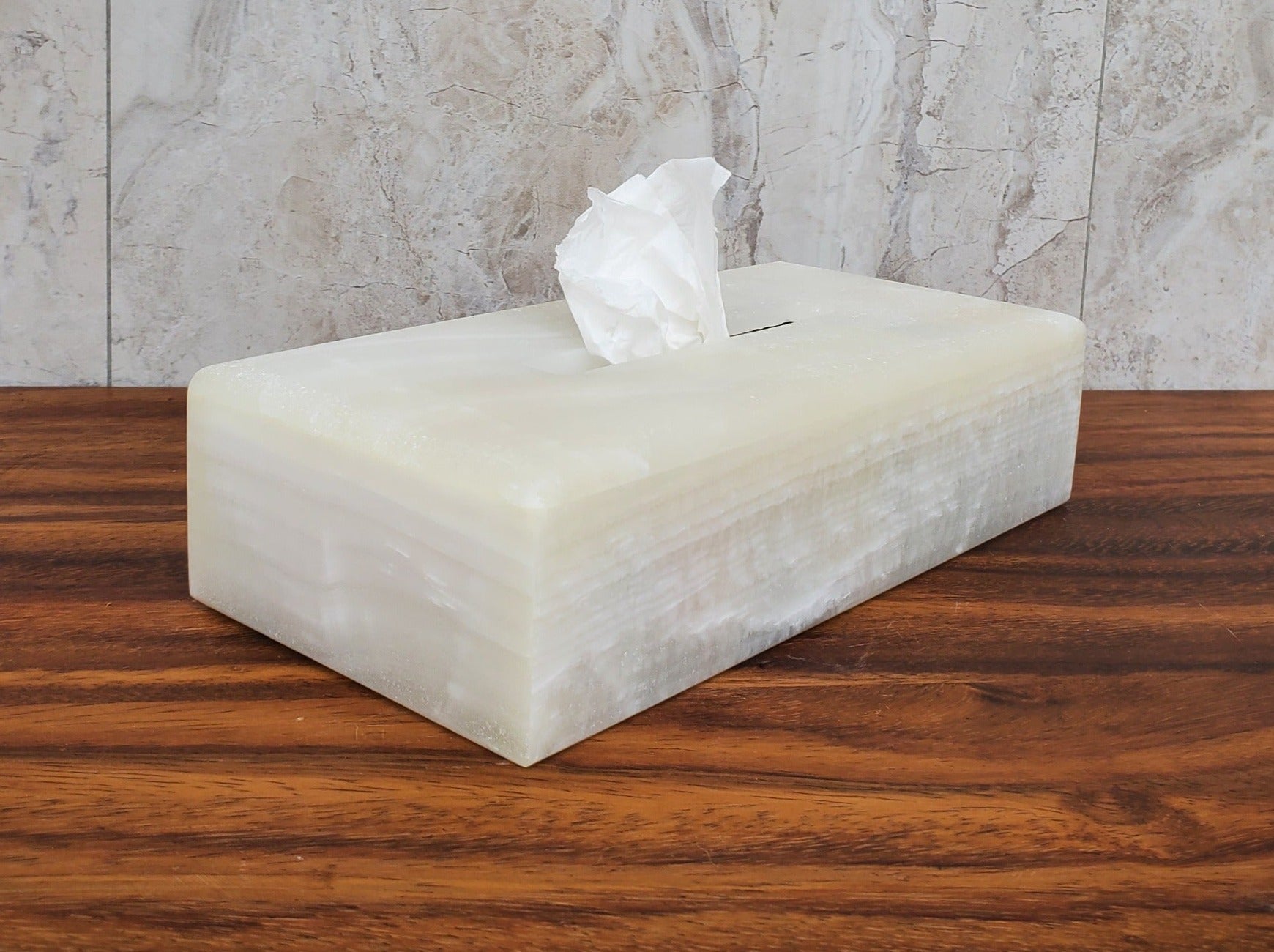 White Onyx Stone Tissue Box Cover Tissue Box Cover Accessories Bath Tissue Box Covers